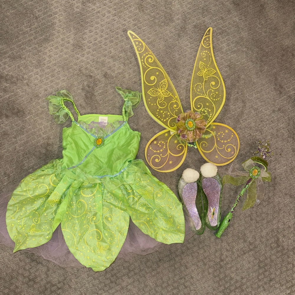 Disney Tinker Bell Costume with wand, shoes, and wings